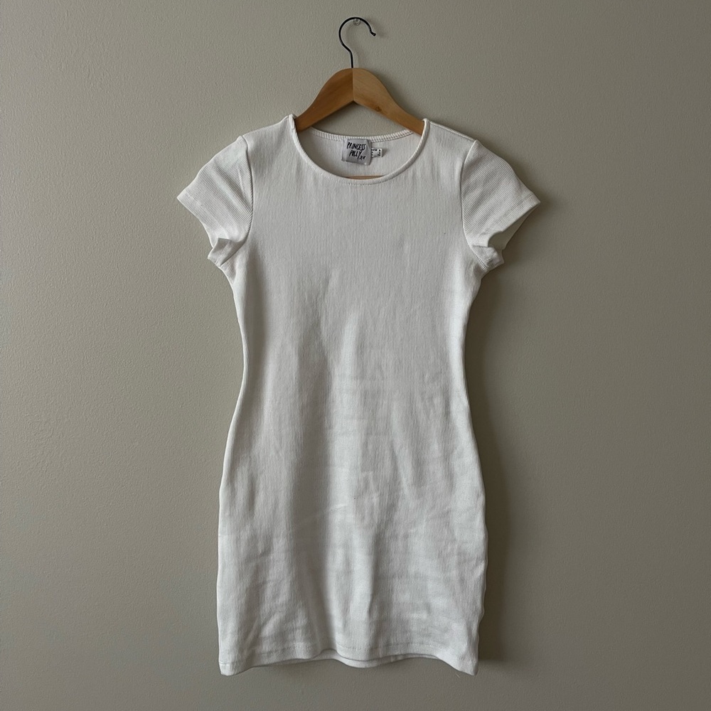 Princess Polly White Ribbed Mini Dress